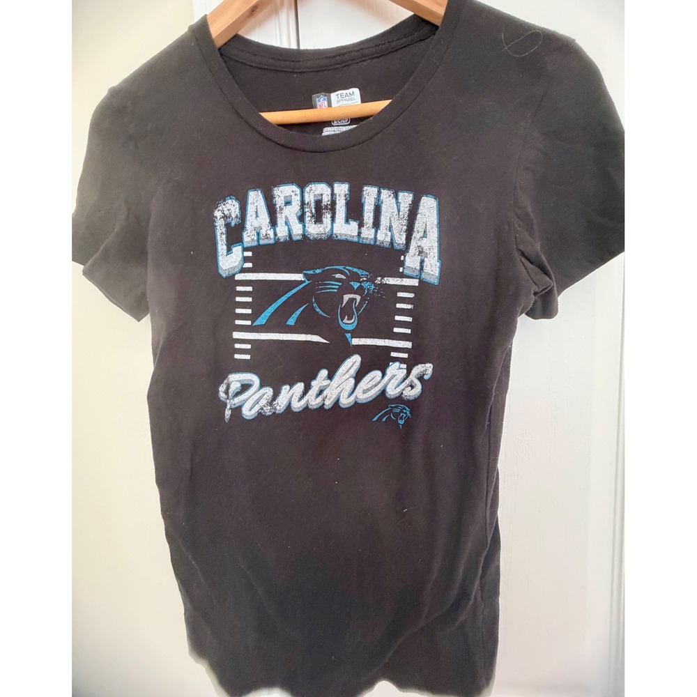 NFL Team Apparel Carolina Panthers Womens Black Graphic T-Shirt Small